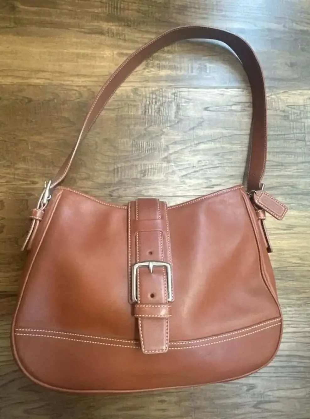 Coach Vintage Brown Leather Buckle Hobo Shoulder Bag 7583